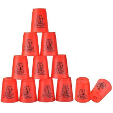 Seisso Stack Cups, Stacking Cup Set Classic Speed Training Stack Game Toys For Boys Girls Kids Stacking Cups (12 Pack Red)