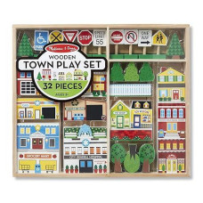 Melissa & Doug Wooden Town Play Set for Kids - Multi Color