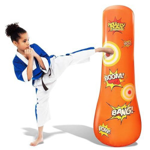 Novelty Place Kid'S Inflatable Punching Bag - 4 Feet Tall Free Standing Buddy - Hit & Bounce Back Air Bop Toy Fun For All Ages Boys Girls Fitness & Stress Relief