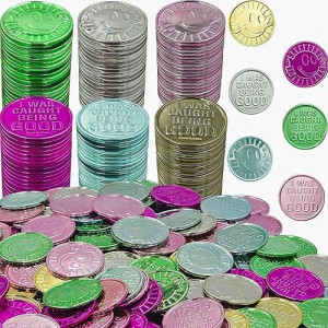 The Dreidel Company Caught Being Good Plastic Coins - (100 Pack) 100 Tokens - Classroom Behavior Incentives And Teacher Handout Rewards - Reward Tokens - Incentive Tokens