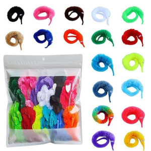 Comonc 100 Pcs Magic Twisty Worm Wiggly Twisty Fuzzy Worms On A String Magic Worm Toys For Party Supplies,Random Colors