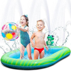 Splashin'Kids 3 In 1 Inflatable Sprinkler Pool Kiddie Pool Kids Pool Toddlers Wading Swimming Outdoor Play Mat Splash Pad 9 Months And Up Boys Girls Large (Small And Large Size)