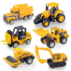 6 Pack Diecast Construction Vehicle Toy, Mini Model Construction Vehicle Toy Set For Boys Girls Age 1-3 4 5 6 7 Years Birthday Party Favors Gift & Goodie Bags Stuffers