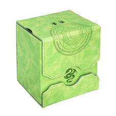 Zoopin Leather Deck Box With Built-In Spinning Life Counter, Green For Mtg,Yugioh,Pokeman,Tes Legacy,Munchkins Ccg Decks And Also Small Tokens Or Dice- Hold 100 Sleeved Cards Or 150 Naked Cards …