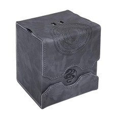 Zoopin Leather Deck Box With Built-In Spinning Life Counter, Black For Mtg,Yugioh,Pokeman,Tes Legacy,Munchkins Ccg Decks And Also Small Tokens Or Dice- Hold 100 Sleeved Cards Or 150 Naked Cards …