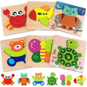 Hrayipt Wooden Animal Puzzles for Toddlers 1-3, 