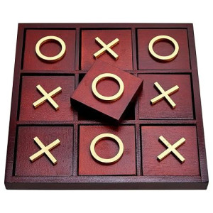 Juvale 9.5-Inch Wooden Tic Tac Toe Game, Decorative Coffee Table Games For Adults And Family Activities