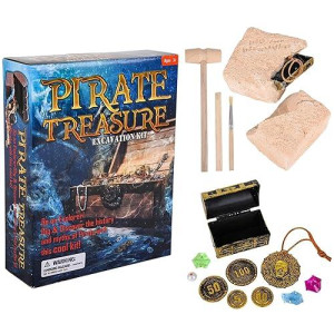 Zugar Land 6" Pirate Treasure Chest Excavation Dig Kit - Be An Explorer! Dig & Discover The History And Myths Of Pirate With This Cool Kit.