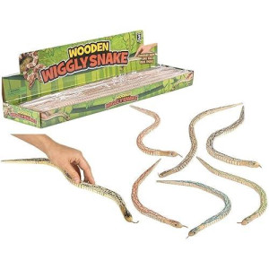 Zugar Land Large 20" Wooden Wiggly Snake (12 Pack) Wiggles Just Like The Real Thing.