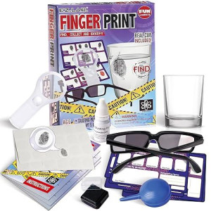 Fingerprint Kit For Kids Ages 8-12, Funkidz Detective Spy Gear Pretend Play Stem Science Kit Project With Crime Scene Investigations Educational Class Tools For Boys Girls