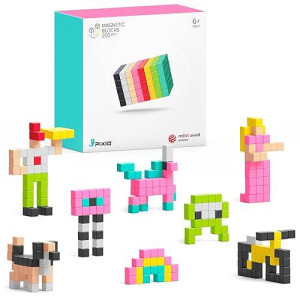 Pixio-200 - Tiny Magnetic Blocks Building Toy In The Pixel Art Style With Free App - 5/16" Plastic Cubes With 6 Magnets Inside - Open Ended Toy - Creativity Toy For Ages 6+