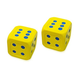 Macro Giant 6 Inch Pu Foam Jumbo Big Playing Dice, Set Of 2, Yellow, Math Teaching, Teaching Aids, Board Games, Kid Toy