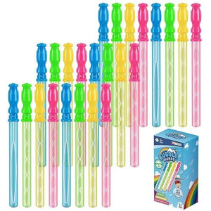 Wesprex Big Bubble Wands 24 Pack 14.5’’ For Kids Assorted Colors Super Value Pack Of Summer Toy Party Favor, Birthday, Wedding, Baby Shower, 2 Dozen