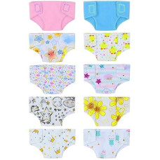 Zita Element 10 Pcs Baby Doll Diapers For 14-16 Inch Baby Dolls Clothes Accessories