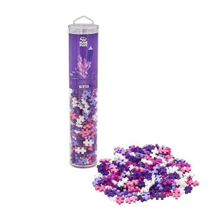 Plus-Plus Ingenious Construction Toy Tube Glitter Building Blocks Set 240 Pieces Purple Pink