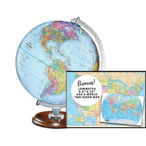 Replogle Student - Educational Classic World Globe, Blue Ocean, Raised Relief Feature, Including A Bonus Map, Made In Usa, 12"/30Cm Diameter