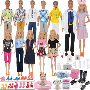 Ztweden 71Pcs Doll Clothes And Accessories For 12 Inch Boy Dolls And Girl Dolls Pet Care Set Includes 25 Wear Clothes Shirt Jean