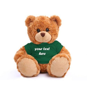 Plushland Teddy Bear 11 Inch, Stuffed Animal Personalized Gift - Great Present For Mothers Day, Valentine, Graduation, Birthday,Anniversary, Get Well,Christmas (Mocha Bear, Forest Green)