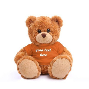 Plushland Teddy Bear 11 Inch, Stuffed Animal Personalized Gift - Great Present For Mothers Day, Valentine Day, Graduation, Birthday,Anniversary, Get Well,Christmas (Mocha Bear, Orange)