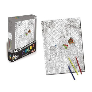 Toynk 500 Piece St. Basil's Cathedral Coloring Puzzle & Markers