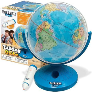 Dr. Stem Toys Talking World Globe With Interactive Stylus Pen And Stand, Colorful Map For Early Learning And Teaching - Includes Trivia, Q&A, And Music - 9 Inches In Height, Ages 6+