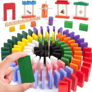 BigOtters 108PCS Extra Large Colorful Wooden Domino Blocks Set