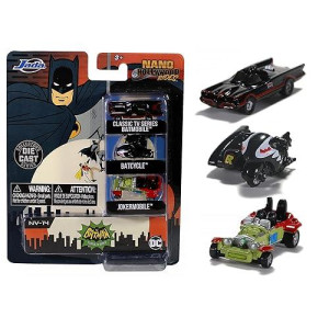 Jada Toys Batman 1966 Classic 3-PK Diecast, Black/