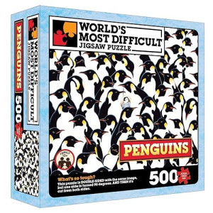 Tdc Games World’S Most Difficult Jigsaw Puzzle - Penguins - 500 Pieces Double Sided - 15 In