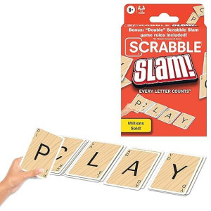 Winning Moves Scrabble Slam Card Game for 2-4 Players, Red