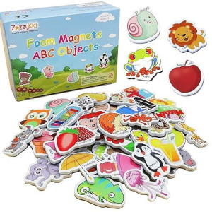 Zazzykid Magnetic Foam Objects For Kids: 52 Toys Of Abc Alphabet For Baby Early Education Fridge Magnets