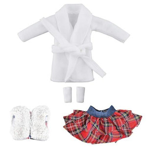 Yamaso Santa Clothing For Doll (Fluffy Vest+ Plaid Skirt + Bathrobe)