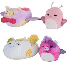 Squishville By Squishmallows Maribel In Plane & Willow In Carriage Two 2” Soft Mini-Squishmallow Butterfly And Tie-Dye Pegasus Plush, Plush Carriage And Plane Vehicles Irresistibly Soft Colorful Plush