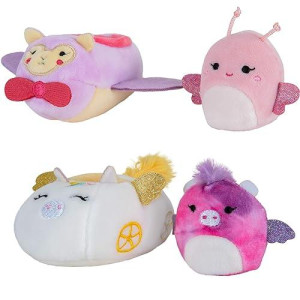 Squishville By Squishmallows Maribel In Plane & Willow In Carriage Two 2” Soft Mini-Squishmallow Butterfly And Tie-Dye Pegasus Plush, Plush Carriage And Plane Vehicles Irresistibly Soft Colorful Plush