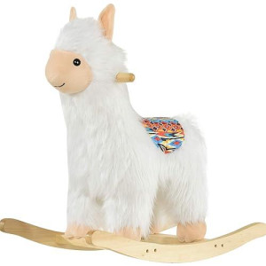 Qaba Kids Ride-On Rocking Horse Toy Llama Style Rocker Soft Plush Fabric For Children 3+ Years