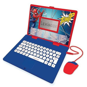 Lexibook Spider-Man - Educational And Bilingual Laptop Spanish/English - Toy For Child Kid (Boys & Girls) 124 Activities, Learn Play Games And Music With Spiderman - Red/Blue Jc598Spi2