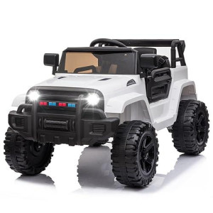 Value Box Kids Ride On Truck, 2.4G Remote Control Kids Electric Ride-On Car 12V Battery Motorized Vehicles Age 3-5 W/ 3 Speeds, Spring Suspension, Led Lights, Horn, Music Player, Seat Belts (White)