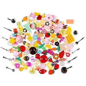 Nwfashion 112Pcs Miniature Decor Dessert Pastry Toy Food Cake Topper Scrapbooking Shoe Decoration Charms(Food)