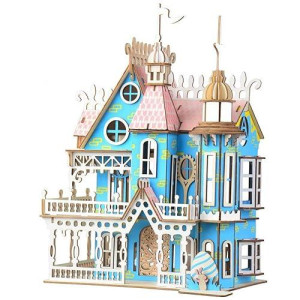 Nwfashion Wooden Dream Dollhouse Diy Kits 3D Puzeele For Christmas Party Halloween House (Color Dream House)