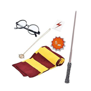 Kesocoray Cosplay Costume Props Accessories Gifts For Birthday Party Magic Wand Eyeglass Frame Knit Scarf Necklace Set-A Plus