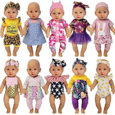 Windolls 10 Sets 14-16 Inch Baby Doll Clothes Dress Outfits Headbands Accessories Fits New Born 43Cm Baby Doll, 15 Inch Baby Doll, 18 Inch Doll