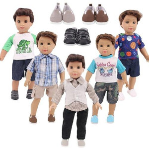 Ecore Fun 5 Sets Boy Doll Clothes And 3 Pairs Of Shoes Fit For 18 Inch Boy Dolls Clothes Outfit Birthday Reward Gift For Kids