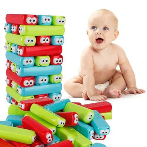 Wonuu Tumbling Timbers Block Wooden Stacking Game Colored Cartoon Plastic Building Blocks Board Educational Toy Games