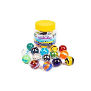 Shooter Glass Marbles Bundle, Pack Of 15, 1 Inch, With Practical Container