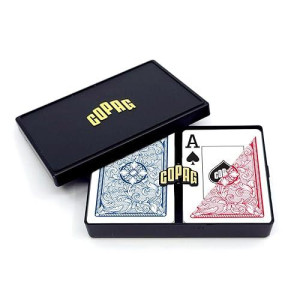 Copag Legacy Design 100% Plastic Playing Cards, Poker Size Jumbo Index Red/Blue Double Deck Set…