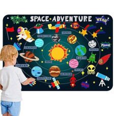 Craftstory 44Pcs Outer Space Felt Board Story Set For Toddlers 3.5 Ft Solar System Kids Flannel Board With Astronaut Planets Alien Galaxy Storytelling Interactive Hanging Playset