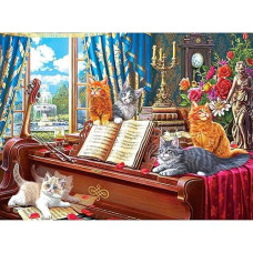 RoseArt 750-Piece Fancy Cats Piano Lessons Jigsaw Puzzle