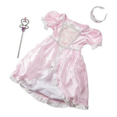 Melissa Doug Princess Role Play Costume Set 3 Pcs Pink Gown Tiara Wand