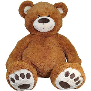 Anico 59" Tall (5 Feet) Giant Plush Medium Brown Teddy Bear With Embroidered Paws And Smiling Face, Fits In 2Xl Shirt!