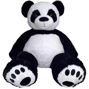 Anico 59" Tall (5 Feet) Giant Black And White Plush Panda Bear With Embroidered Paws And Smiling Face, Fits In 2Xl Shirt!