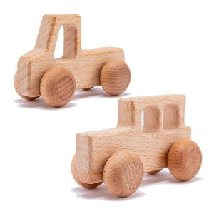 Promise Babe 2PC Wooden Truck Rattles Teether Toys - Brown